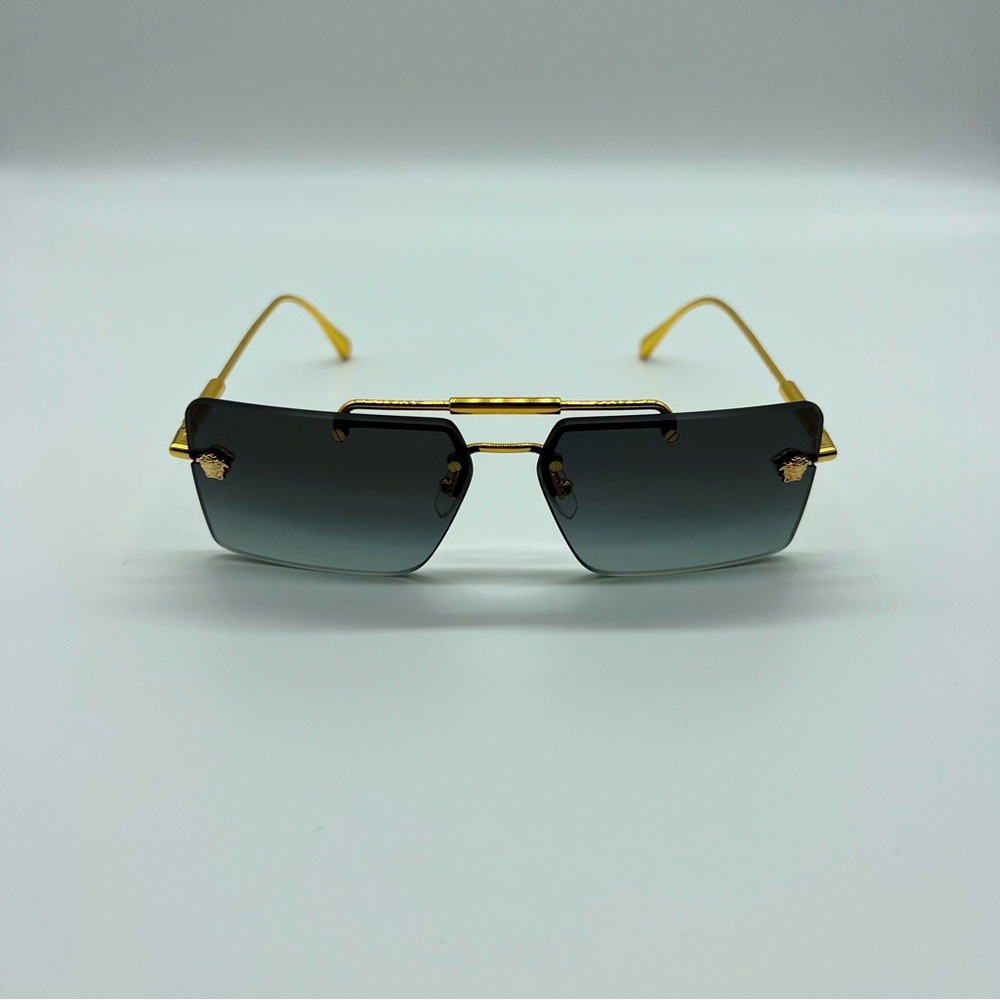 Versace Gold Rectangular Sunglasses VE2245